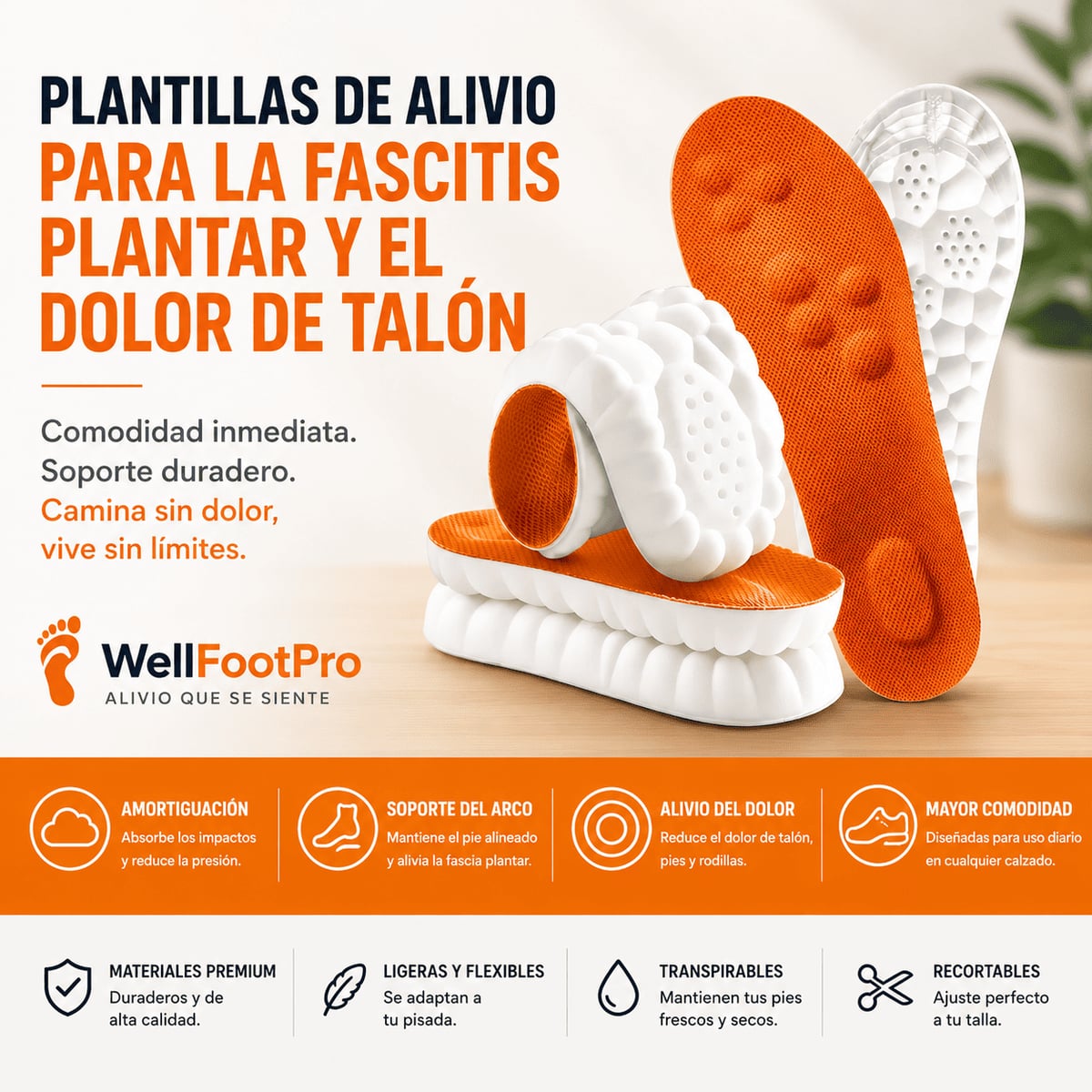 WellFoot Pro® - Plantillas de alivio para la Fascitis Plantar y el Dolor de Talón