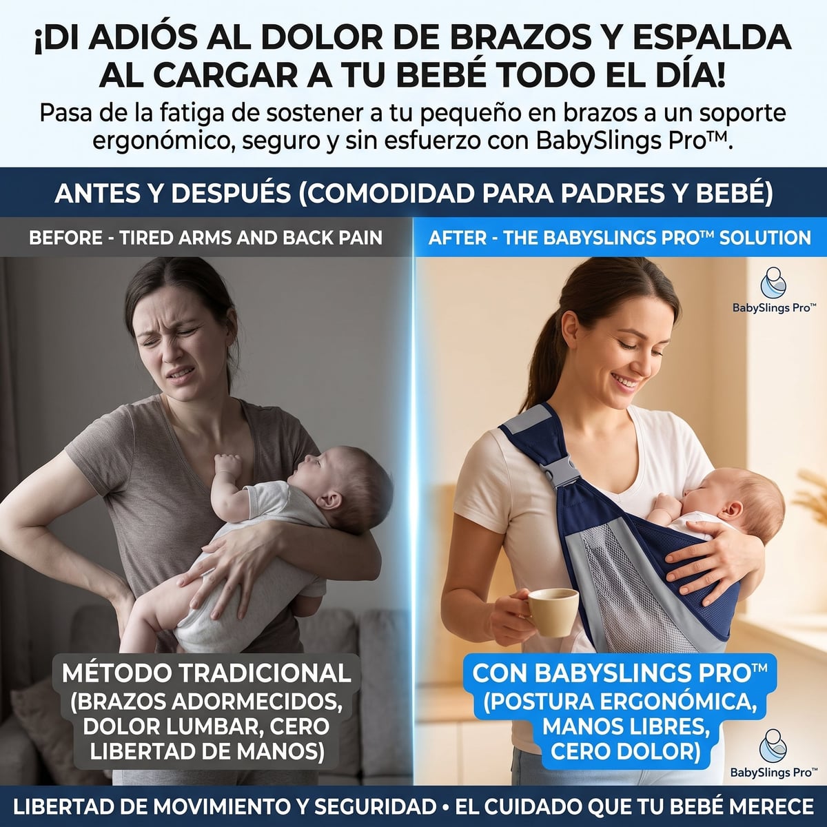 BABYSLINGS™ Portabebés Fular Ergonómico Tipo Bandolera