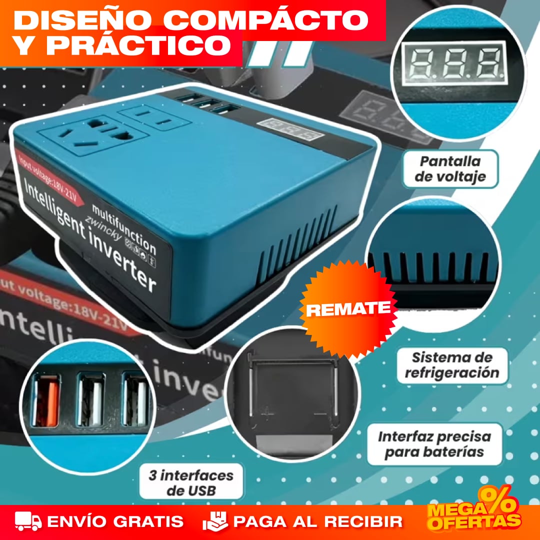 INVERSOR PARA BATERÍAS PORTABLE