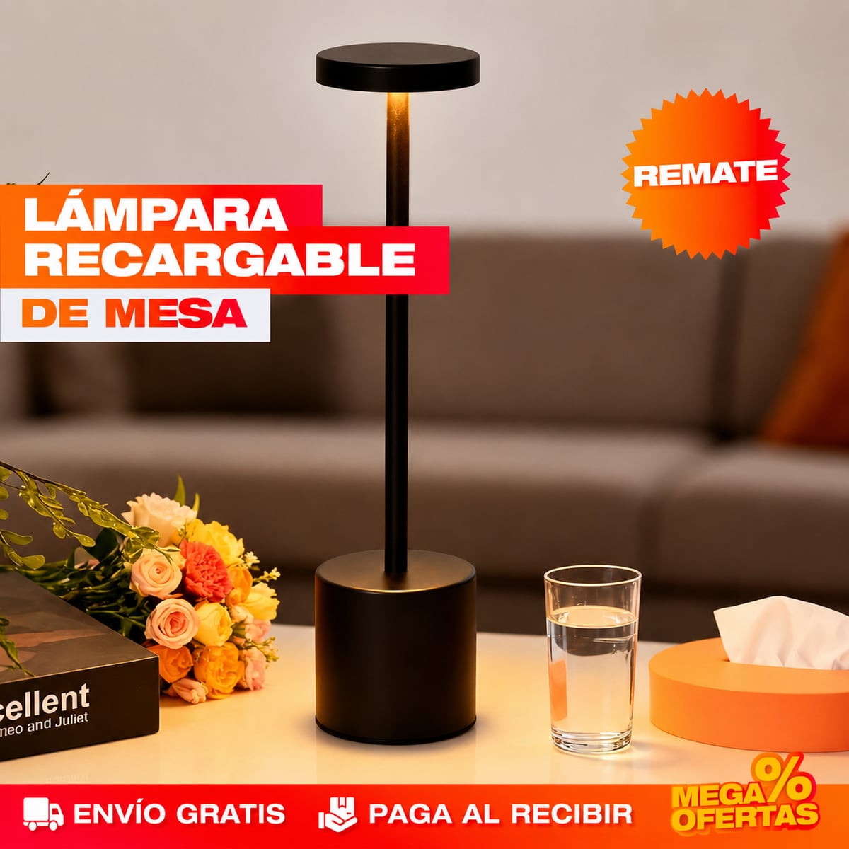 LAMPARA RECARGABLE DE MESA O ESCRITORIO