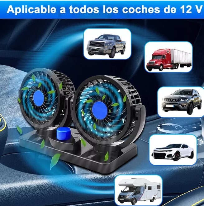 Ventilador Doble Para Auto Para Asiento Delantero/Trasero - Ventilador Esencial Para Pasajeros Con Regulación De Velocidad + ENVIO GRATIS