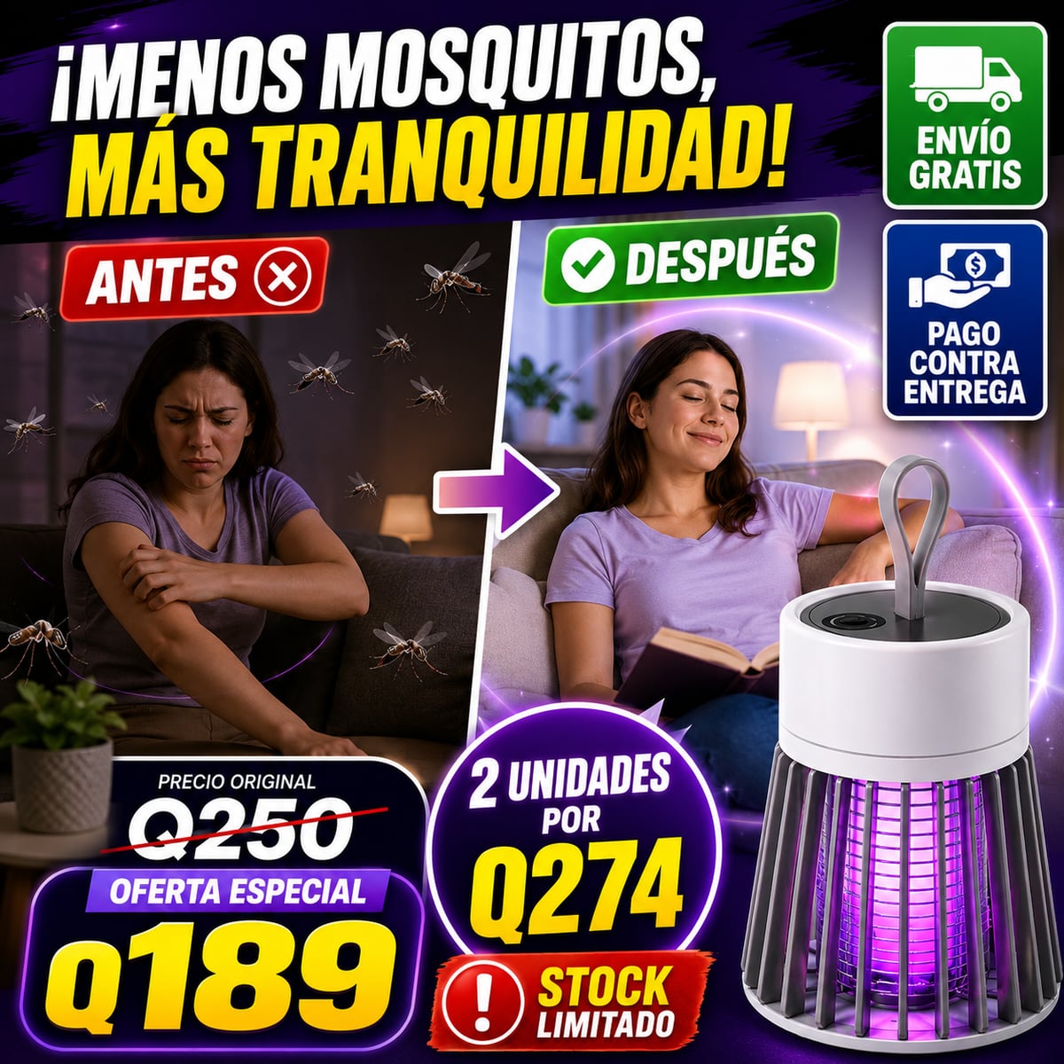 🦟 Menos insectos y más tranquilidad en tus espacios - Lampara Anti Mosquitos Luz UV - ENVÍO GRATIS