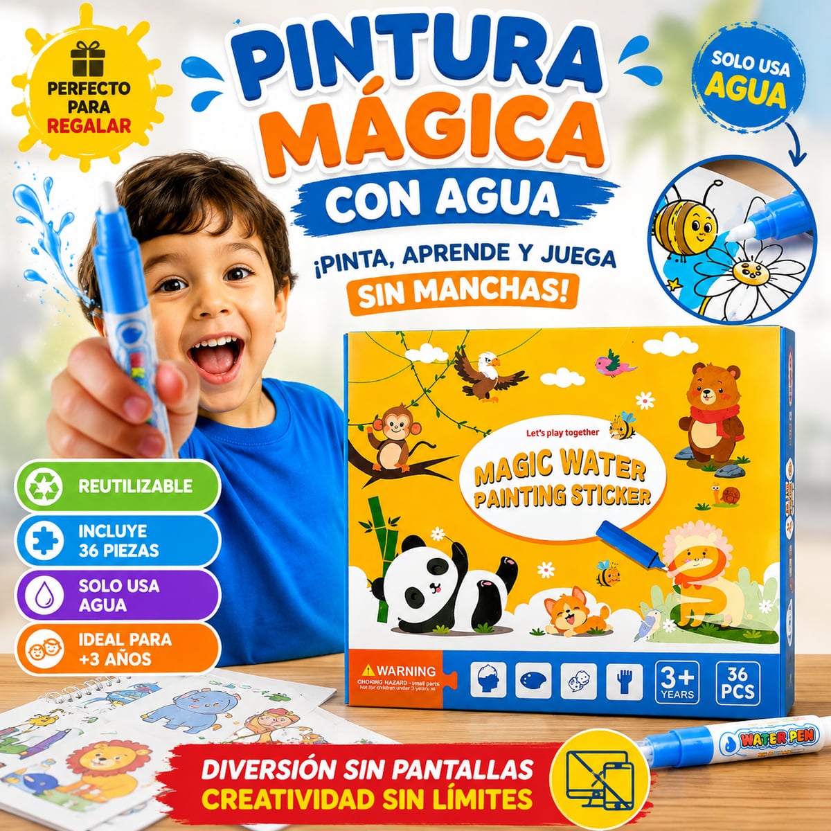 🎨 Pintura Mágica con Agua™  Menos pantallas. Más imaginación. 💧