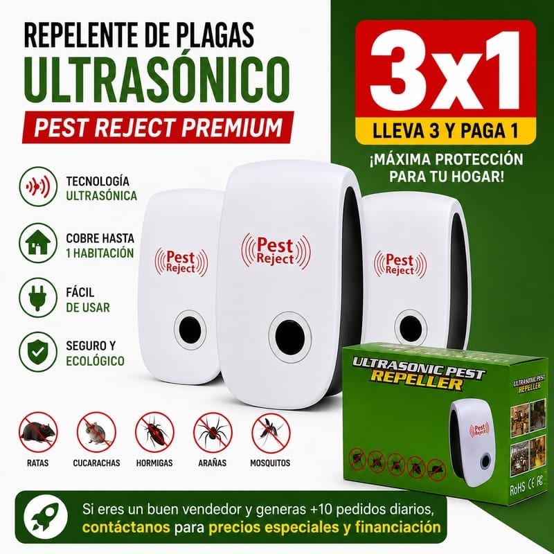 PAGAS 1 Y TE LLEVAS 3 DISPOSITIVO PEST REPELLER™ | Repelente Ultrasonico De Plagas