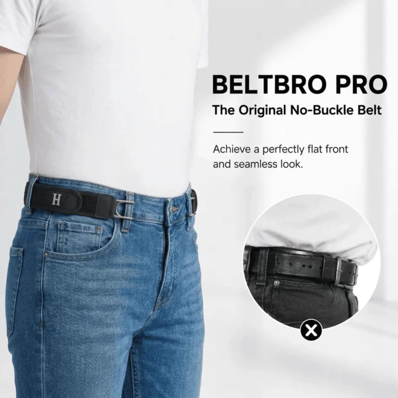 BeltBro Pro – Cinturón elástico sin hebilla de ultra confort (paquete de 2)