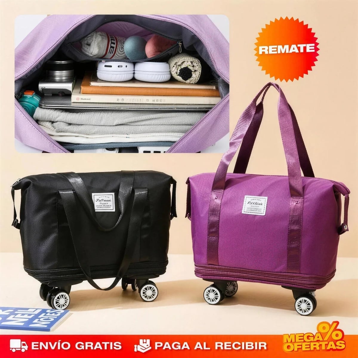 Bolsa de Equipaje Ligero Expandible con Ruedas – Lleva Todo en tus Viajes Sin Cargar Peso