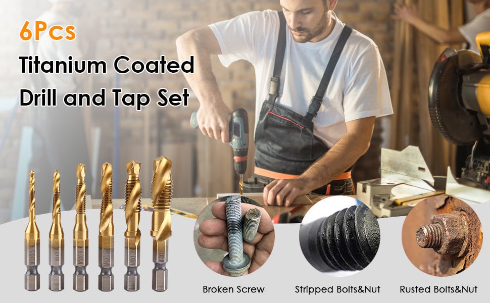 🔧🛠️Kit de 6 Brocas Giratorias HSS Recubiertas de Titanio🔧🛠️