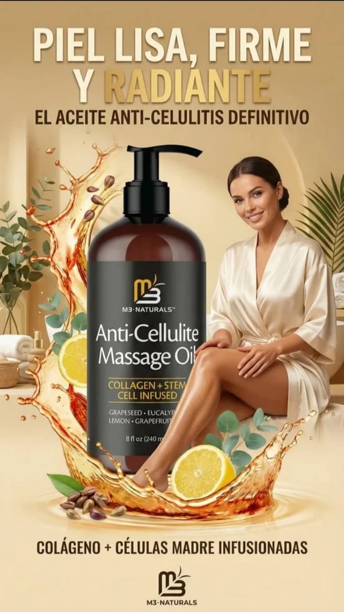 🌿 Anti-Cellulite Oil™ | Aceite con Colágeno y Células Madre 473ml