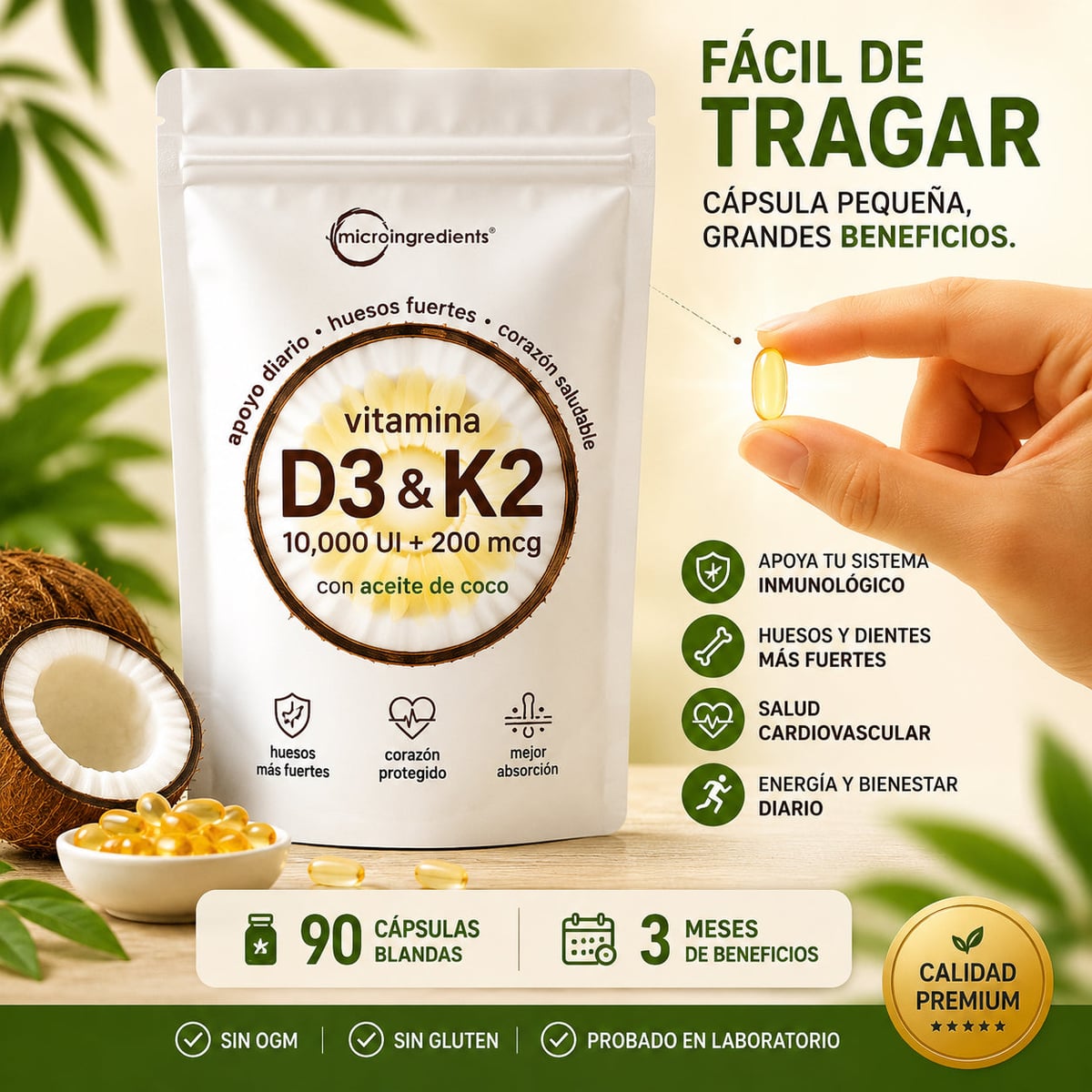 D3+K2 Complex | Revitaliza tu Cuerpo (90 cápsulas)  + Envío Gratis