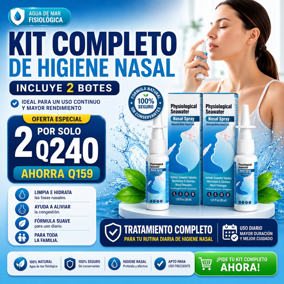 2 BOTES TRATAMIENTO COMPLETO SPARY NASAL - MEJORA TU CONGESTION DE FORMA NATURAL + ENVIO GRATIS 🎁