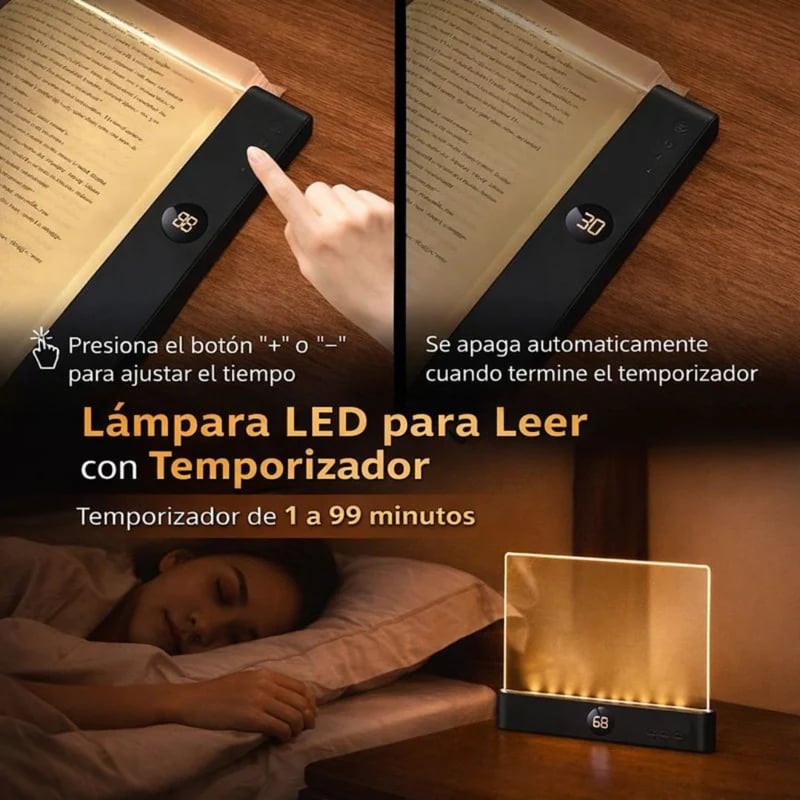Luz de Lectura “Una Página Más” – LED Plana Portátil