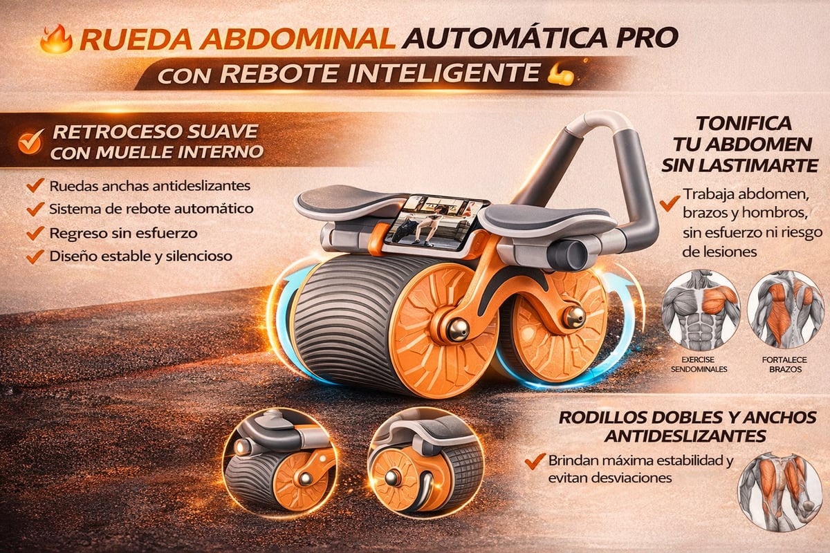 🔥 RUEDA ABDOMINAL AUTOMATICA PRO CON REBOTE INTELIGENTE 💪+ ENVIO GRATIS