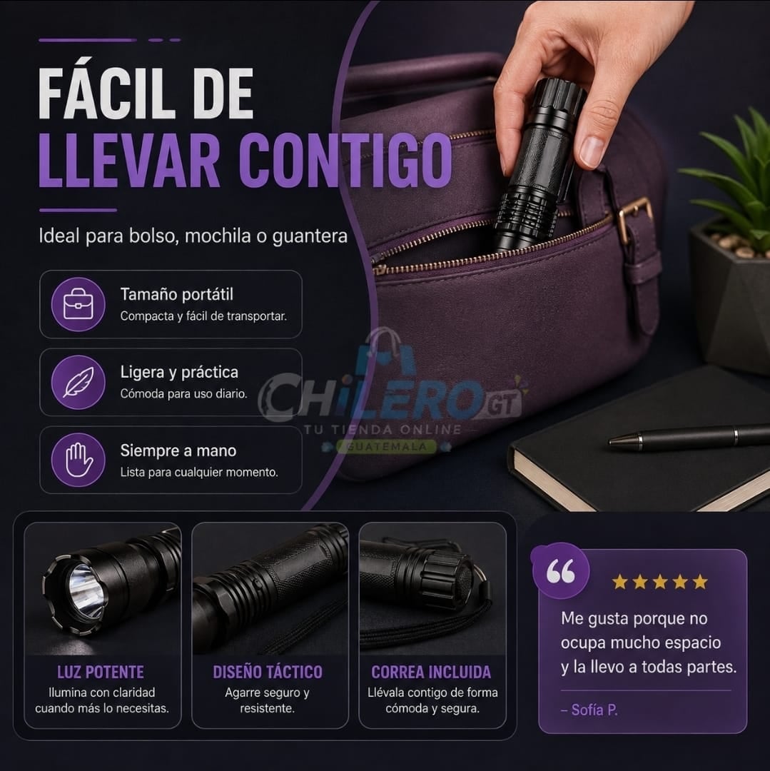 Linterna de Defensa Personal 3 en 1 – Seguridad y Protección Portátil