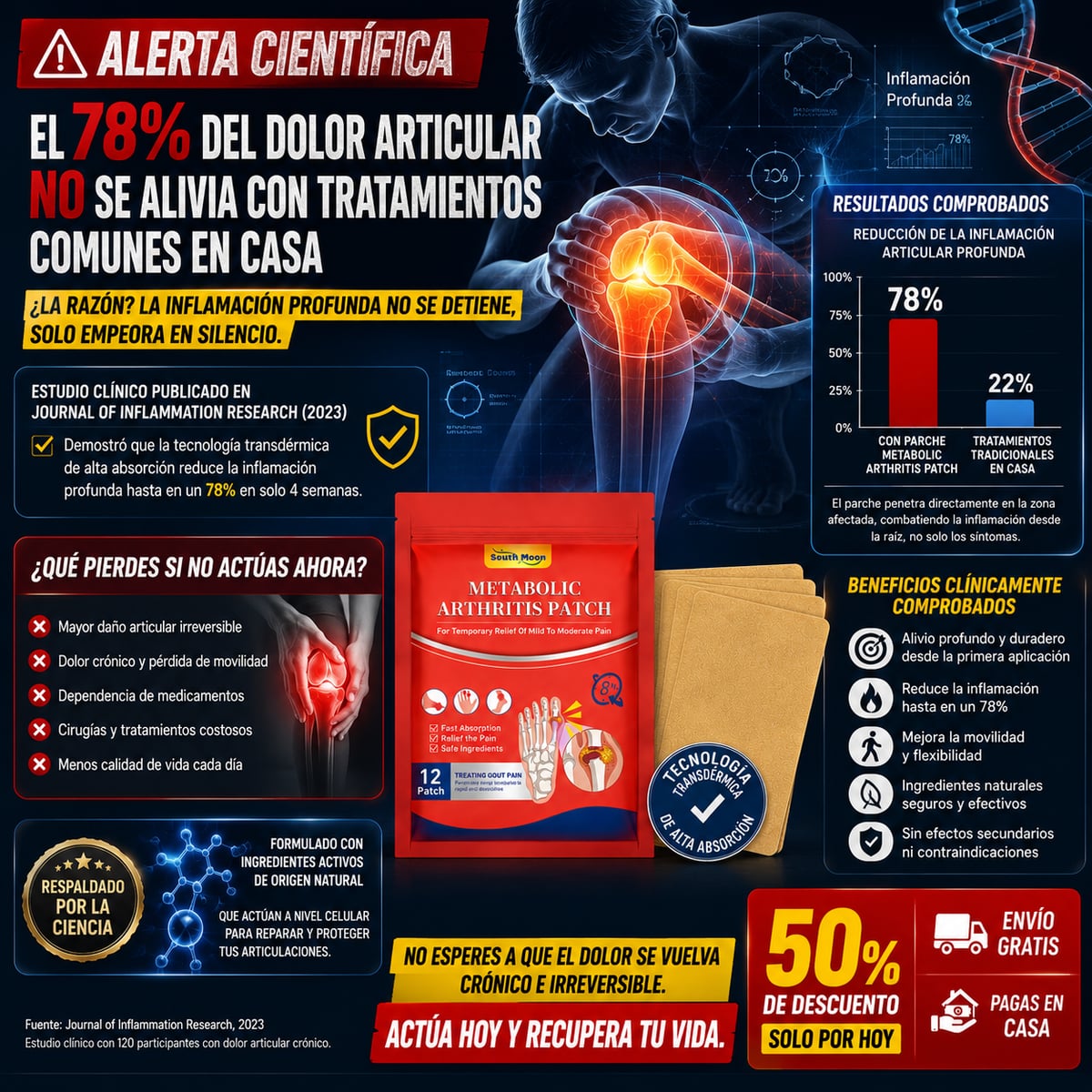Metabolic Arthritis Patch ¡Vuelve a vivir sin dolor!  PACK de Parches para Artritis ( 36un) + ENVIO GRATIS