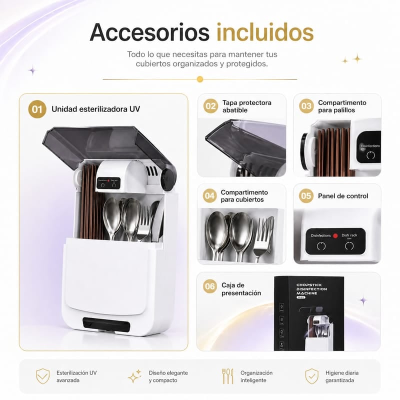 Esterilizador UV para Cubiertos 🦠 Desinfección Total + ENVIO GRATIS