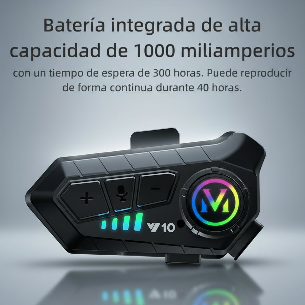 Intercomunicador Y10 para Moto–Llamadas, Música GPS sin Soltar el Manubrio+(1×Pasamontañas GRATIS) + ENVIO GRATIS 🎁