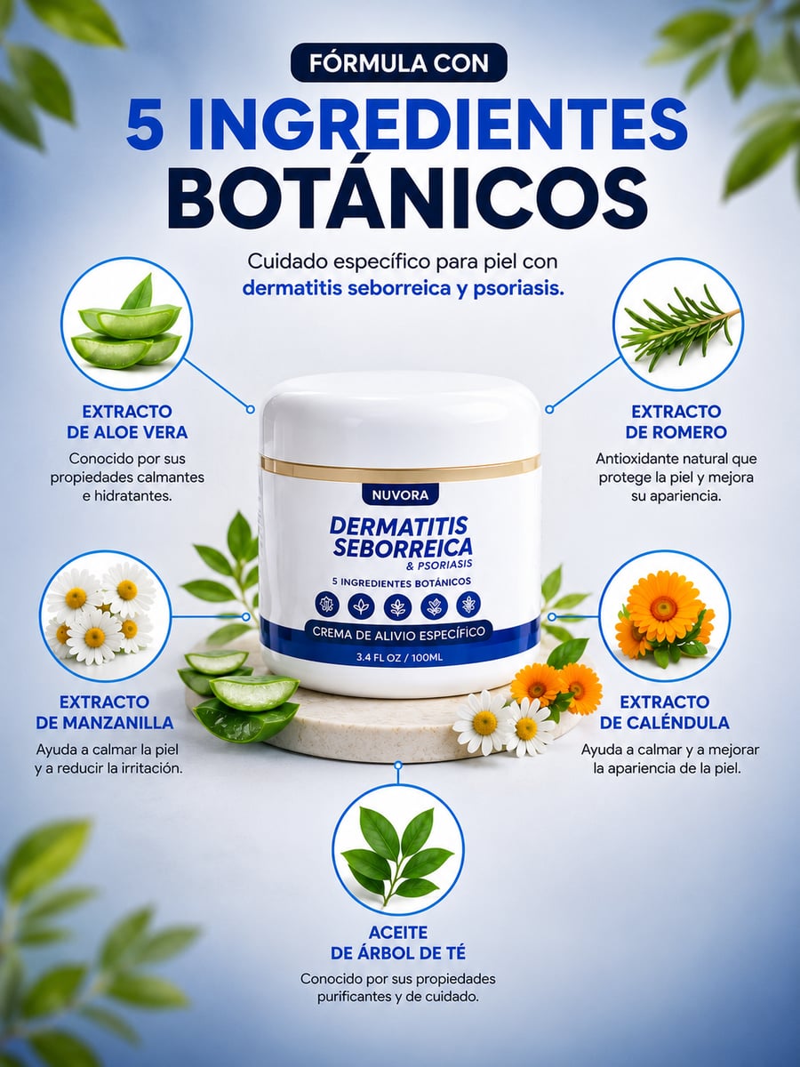 NUVORA Crema de Alivio para Dermatitis Seborreica y Psoriasis