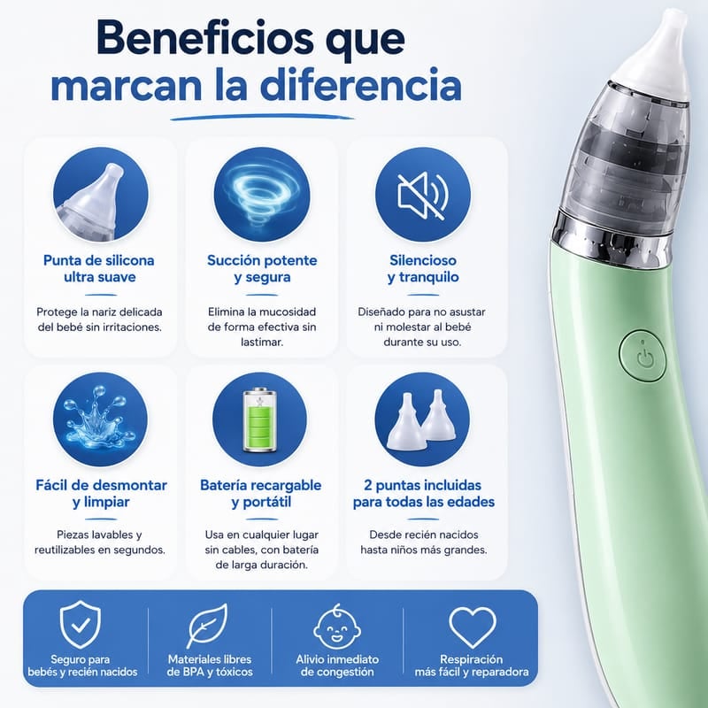 Aspirador nasal para Bebés y Niños