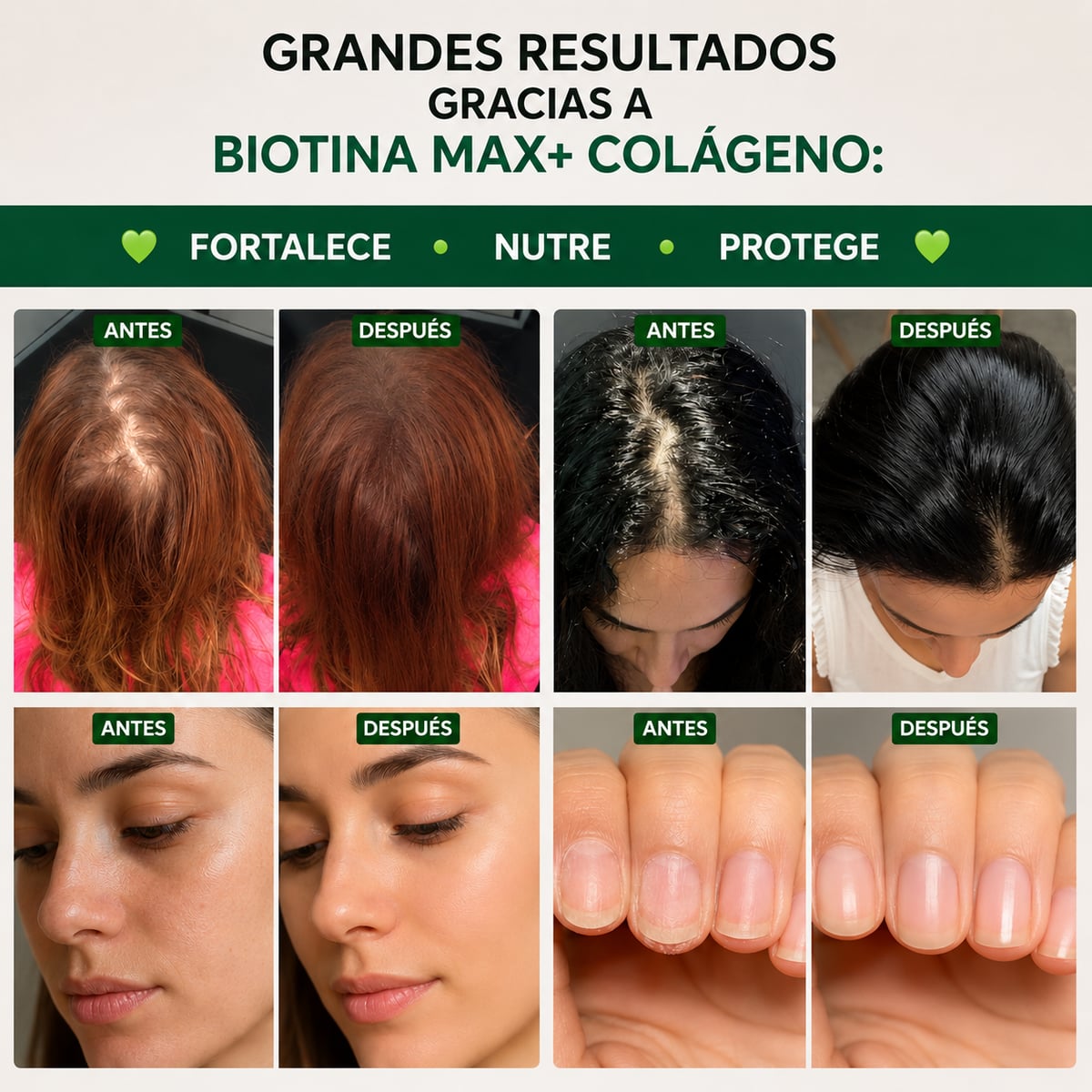 Biotina MAX+ Colágeno - Fortalece, Nutre y Protege.