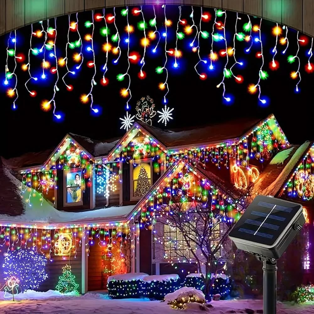 Luces navideñas con panel solar- 300 LEDs — Ilumina tu jardin