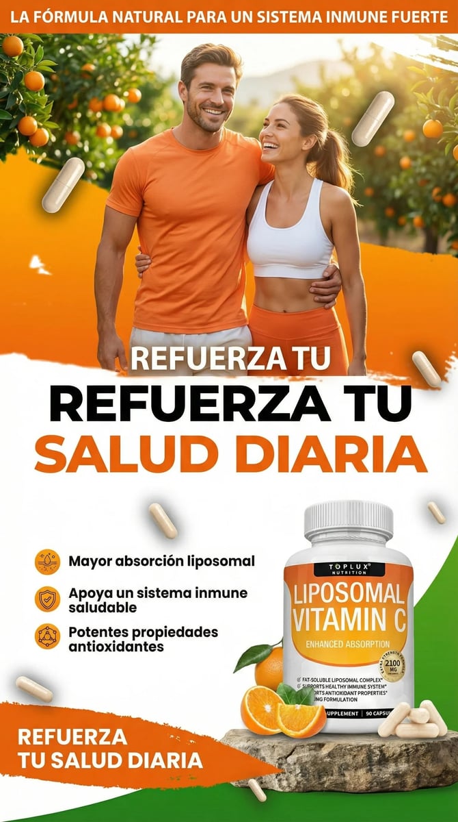 VITAMINA C LIPOSOMAL 2100 MG 90 CAP | ALTA ABSORCIÓN AYUDA A UNA PIEL RADIANTE Y CIRCULACIÓN SALUDABLE