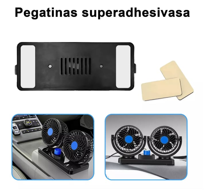 Ventilador Doble Para Auto Para Asiento Delantero/Trasero - Ventilador Esencial Para Pasajeros Con Regulación De Velocidad + ENVIO GRATIS