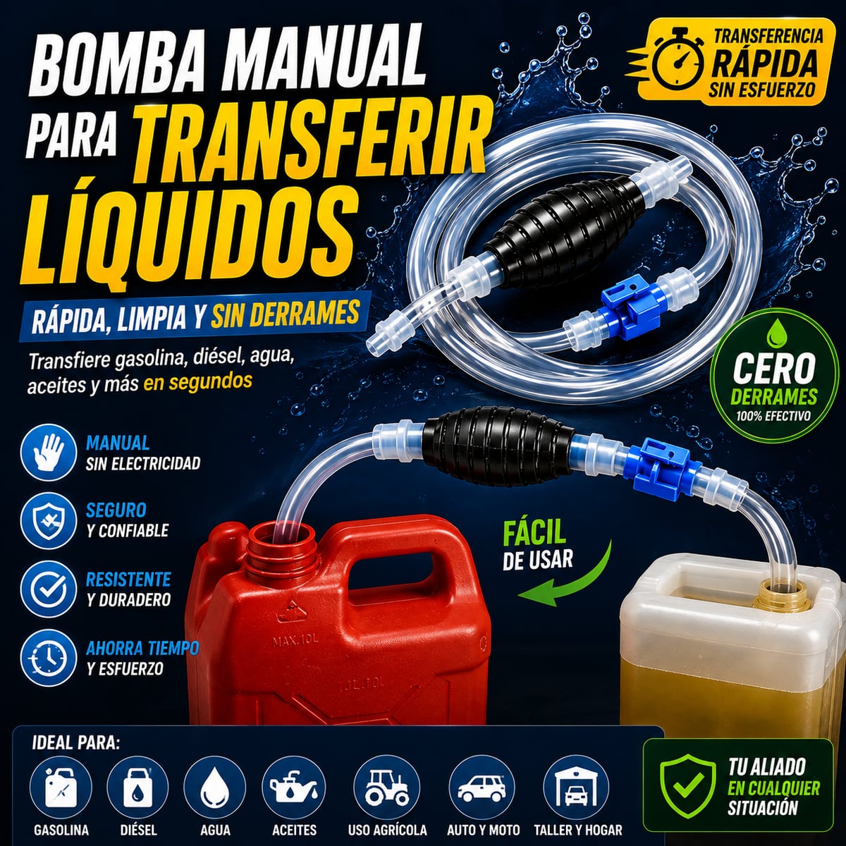 BOMBA MANUAL PARA TRANSFERIR LÍQUIDOS