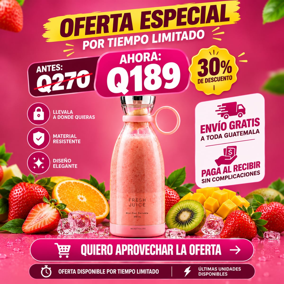 Mini Licuadora Portátil USB: Smoothies y Batidos Frescos Donde Quieras