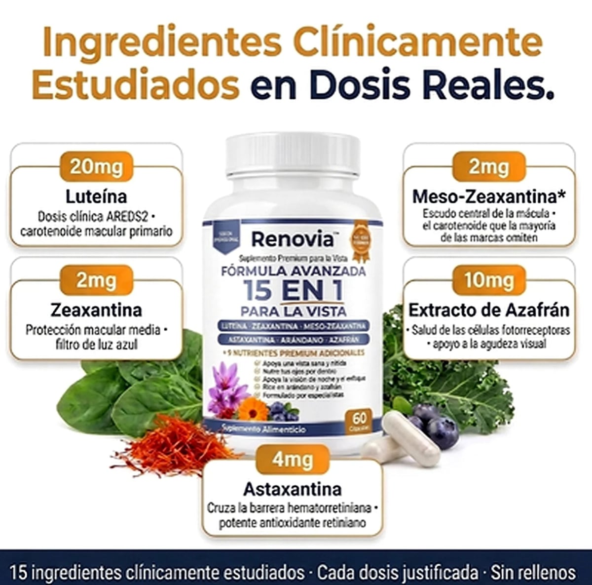 Renovia 15 en 1 | 60 Cápsulas | Recuperá la Nitidez que Perdiste con Los Años