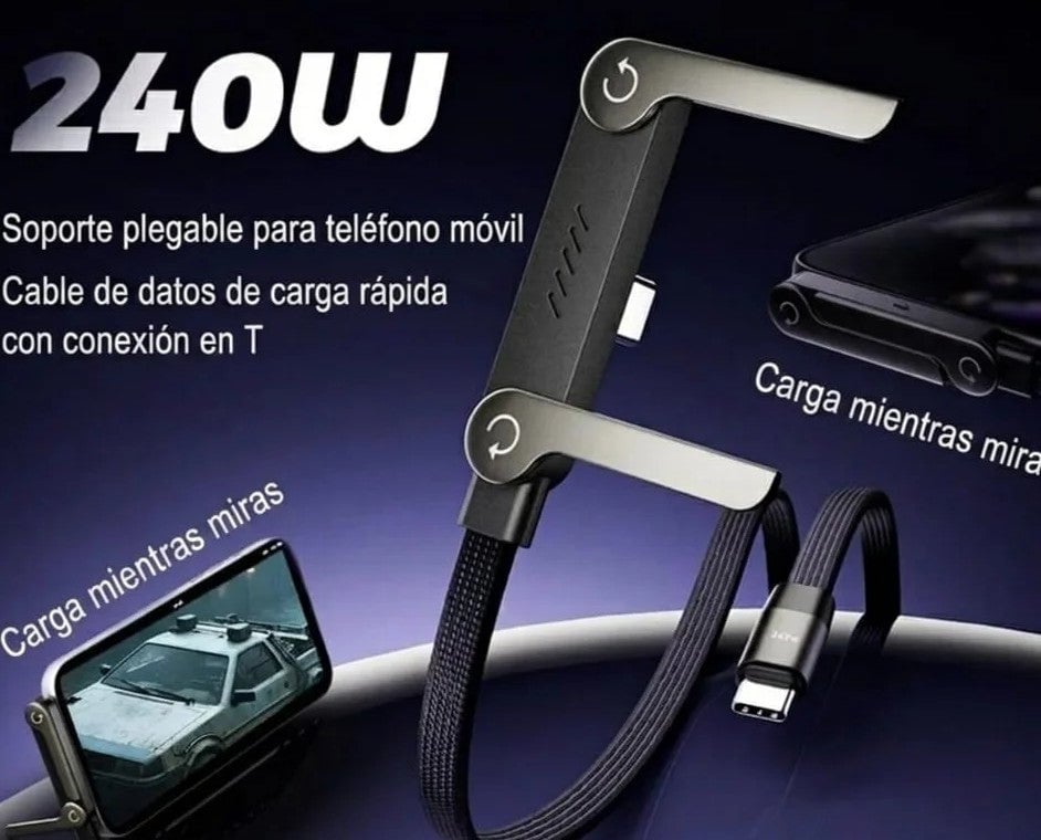 Cable de carga súper rápida con soporte de carga plegable TIPO-C para IPhone y Android //ENVIO GRATIS🔥