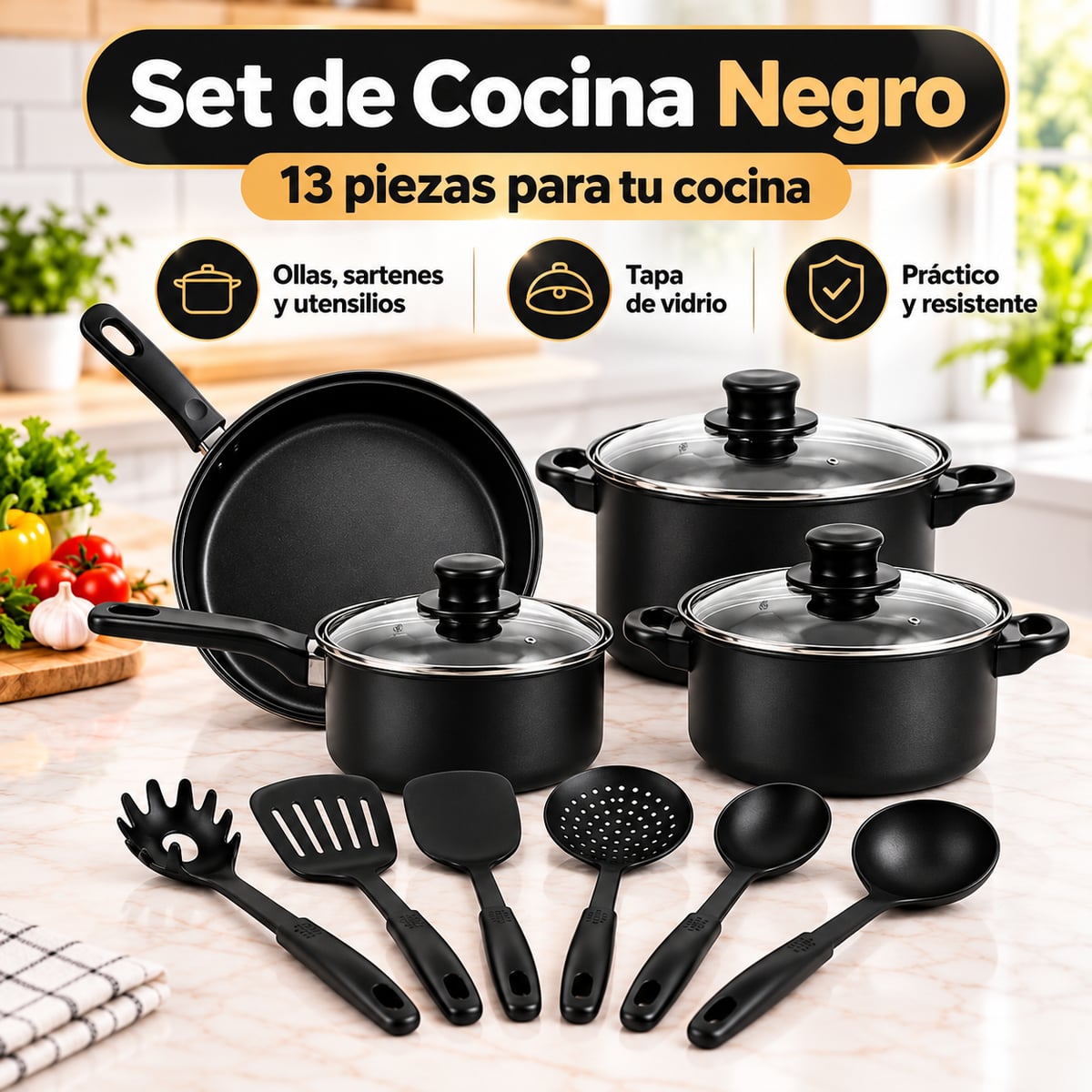 Bateria Antiadherente Juego De Ollas 13 Piezas