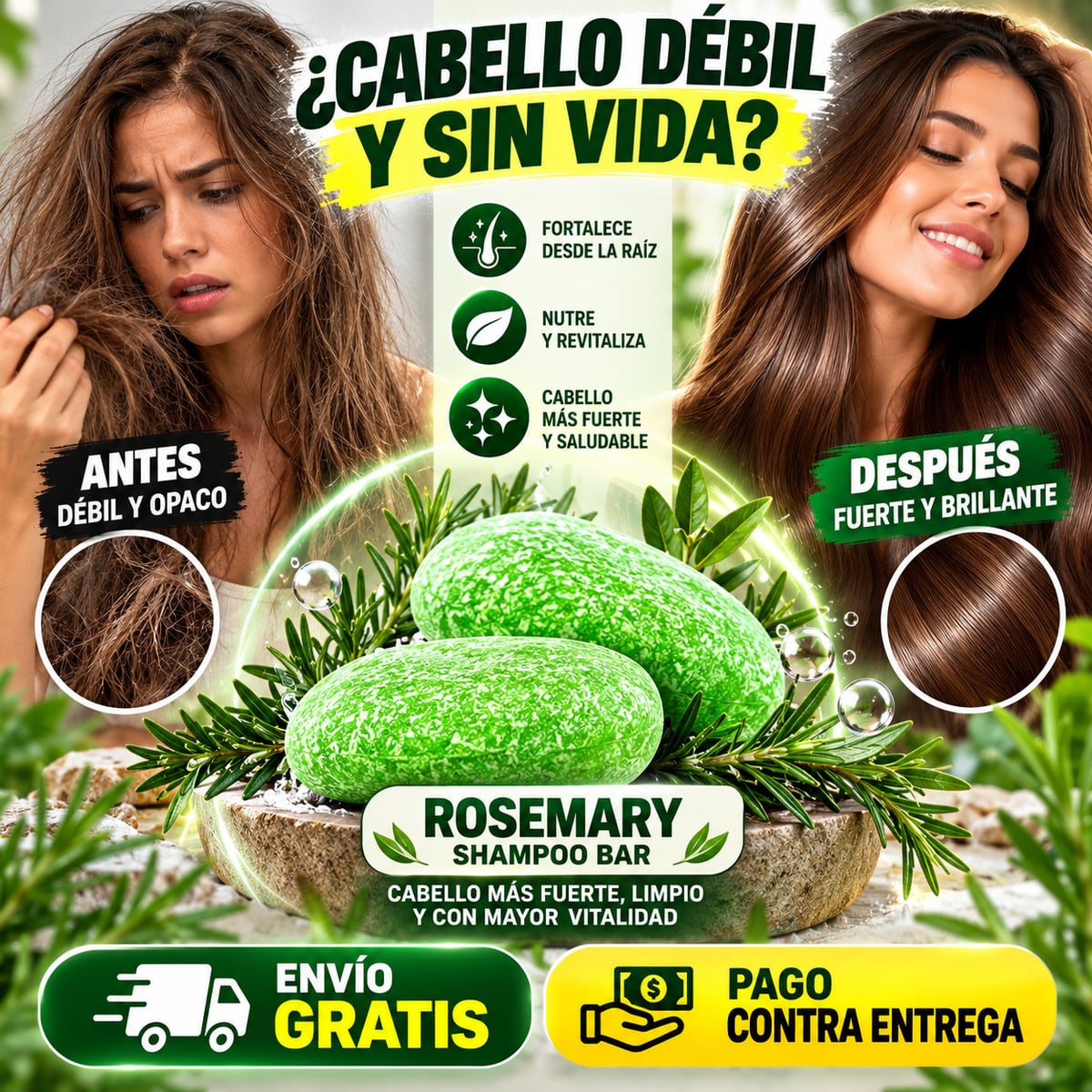 Rosemary Hair Bar™ — Limpia, cuida y fortalece.