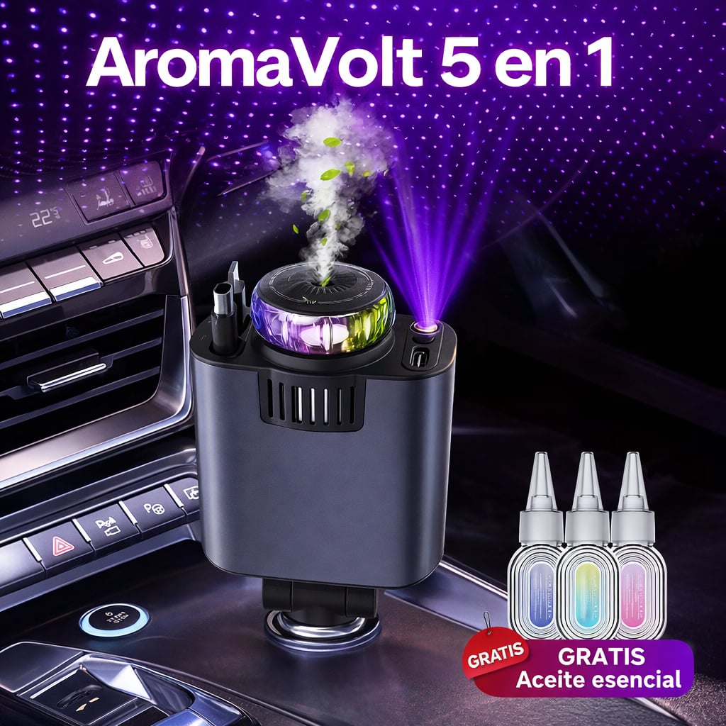 AromaVolt™ Pro 5 En 1 Aromaterapia y cielo estrellado para tu auto + ENVIO GRATIS 🎁