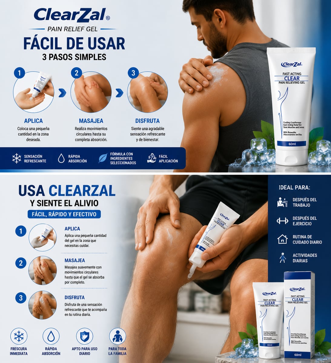 ClearZal Fast Acting CLEAR Pain Relieving Gel (GEL ALIVIA DOLOR)