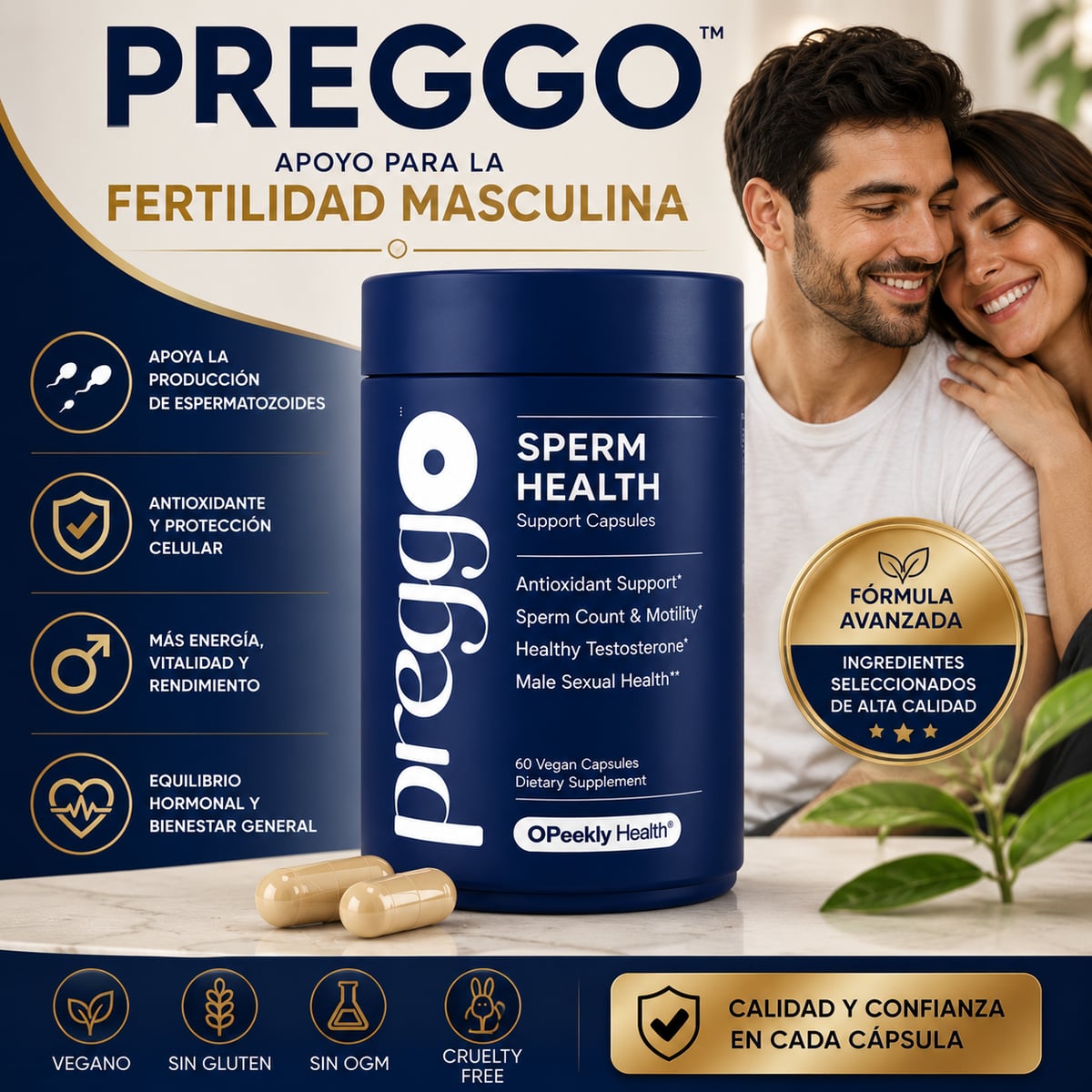 PREGGO™ – Apoyo para la Fertilidad y Salud Reproductiva Masculina + ENVIO GRATIS 🎁