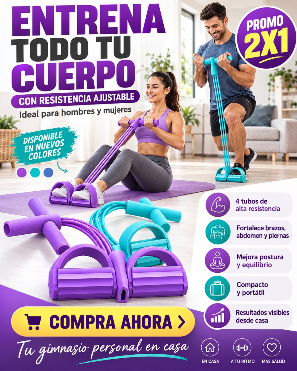 🔥PROMO 2X1 SOLO HOY🔥💥 Fortalece Brazos, Abdomen, Piernas y Glúteos Desde Casa🔥4 Tubos de Resistencia para un Entrenamiento Más Completo. ENVIO GRATIS