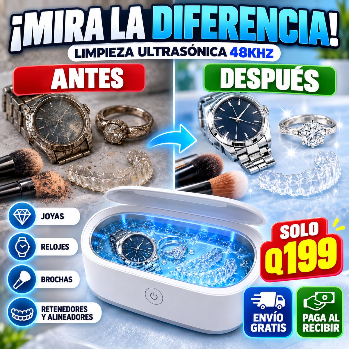 Limpiador Ultrasónico 48 kHz | Joyería y Accesorios