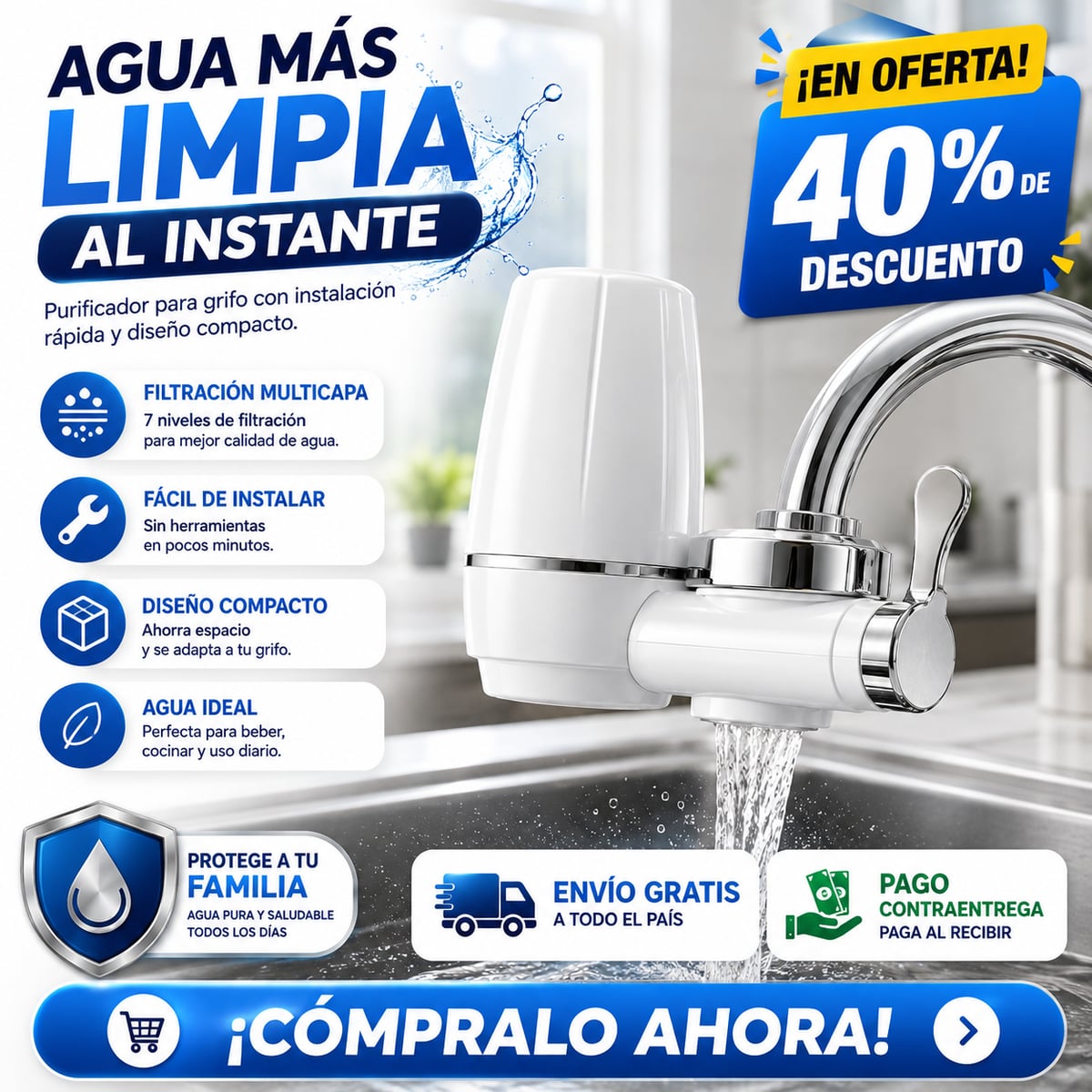 Filtro Purificador de Agua de 7 Niveles – Agua limpia para tu familia, sin gastar en garrafones nunca más
