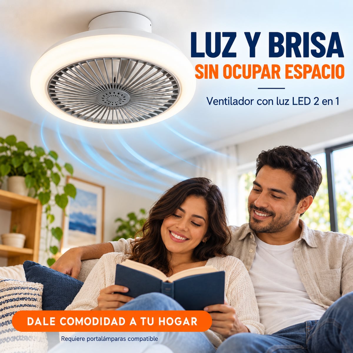 Ventilador con Luz LED 2 en 1 — Ilumina y ventila sin ocupar espacio