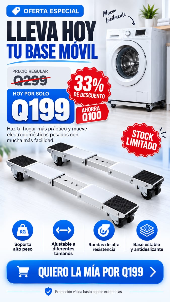 Base Móvil Ajustable para Electrodomésticos – Mueve, Limpia y Organiza sin Esfuerzo