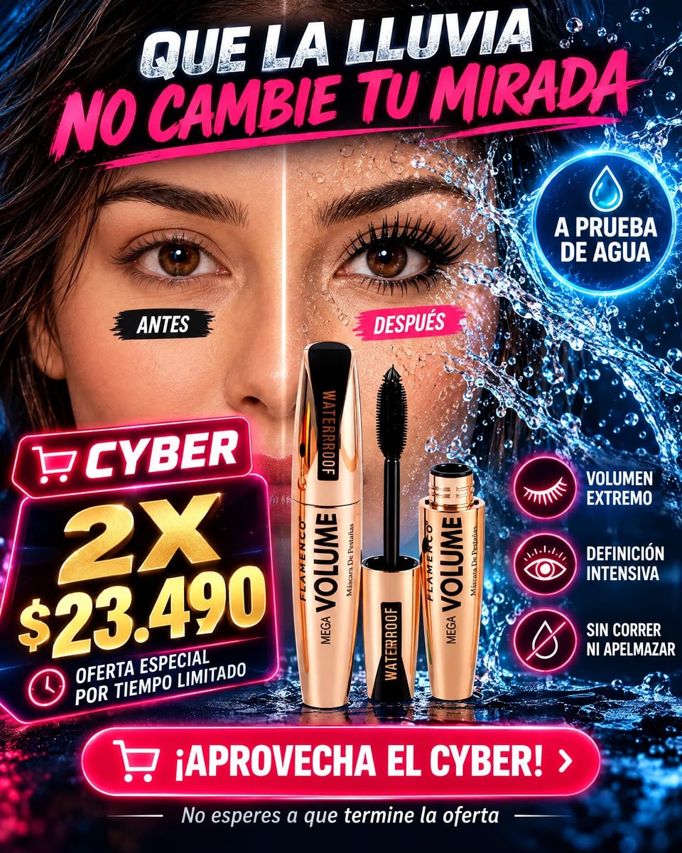 Mega Volume™ – La Máscara Waterproof para una Mirada Impactante 2x1