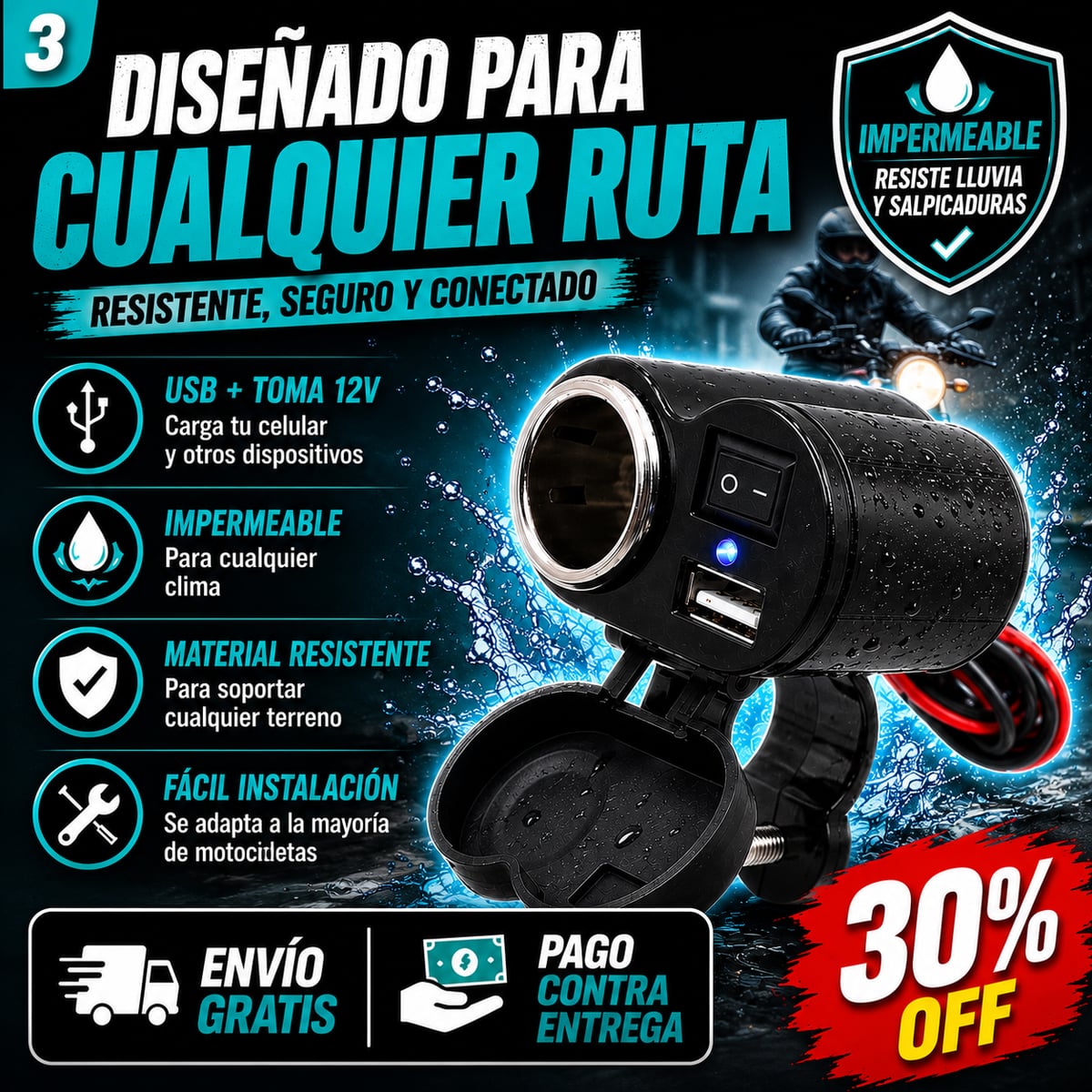 Kinetic Voltaje //Cargador de celular para Motos *Oferta del dia