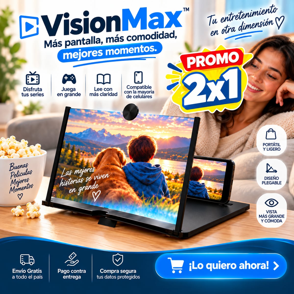PROMO 2X1👀 VisionMax™ — Más tamaño, más comodidad y mejor experiencia al mirar contenido✨🍿