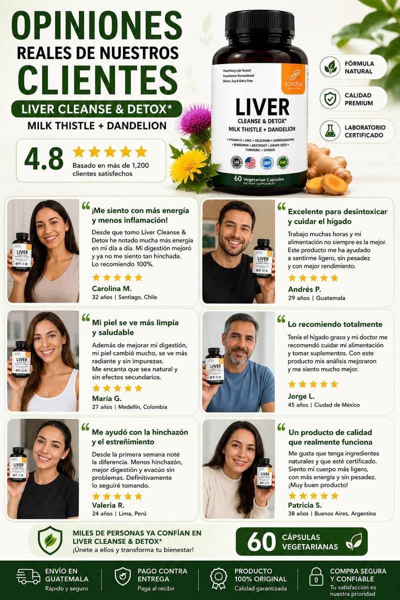 Liver Cleanse &amp; Detox Sandhus Nutrition®  Ayuda a que tu Hígado Funcione Mejor,  inicia desde hoy