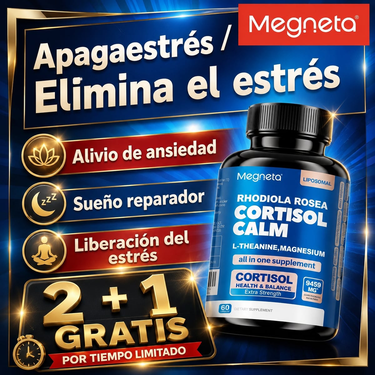 CORTISOLCALM™ - Suplemento para el Estrés, el Sueño y la Energía | ¡2 + 1 GRATIS por tiempo limitado! ⏰