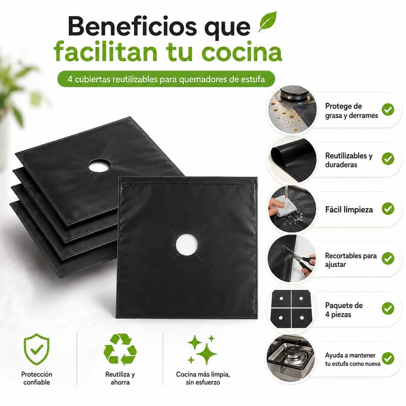 Protector Anti-Suciedad para estufa Kit 4 pz