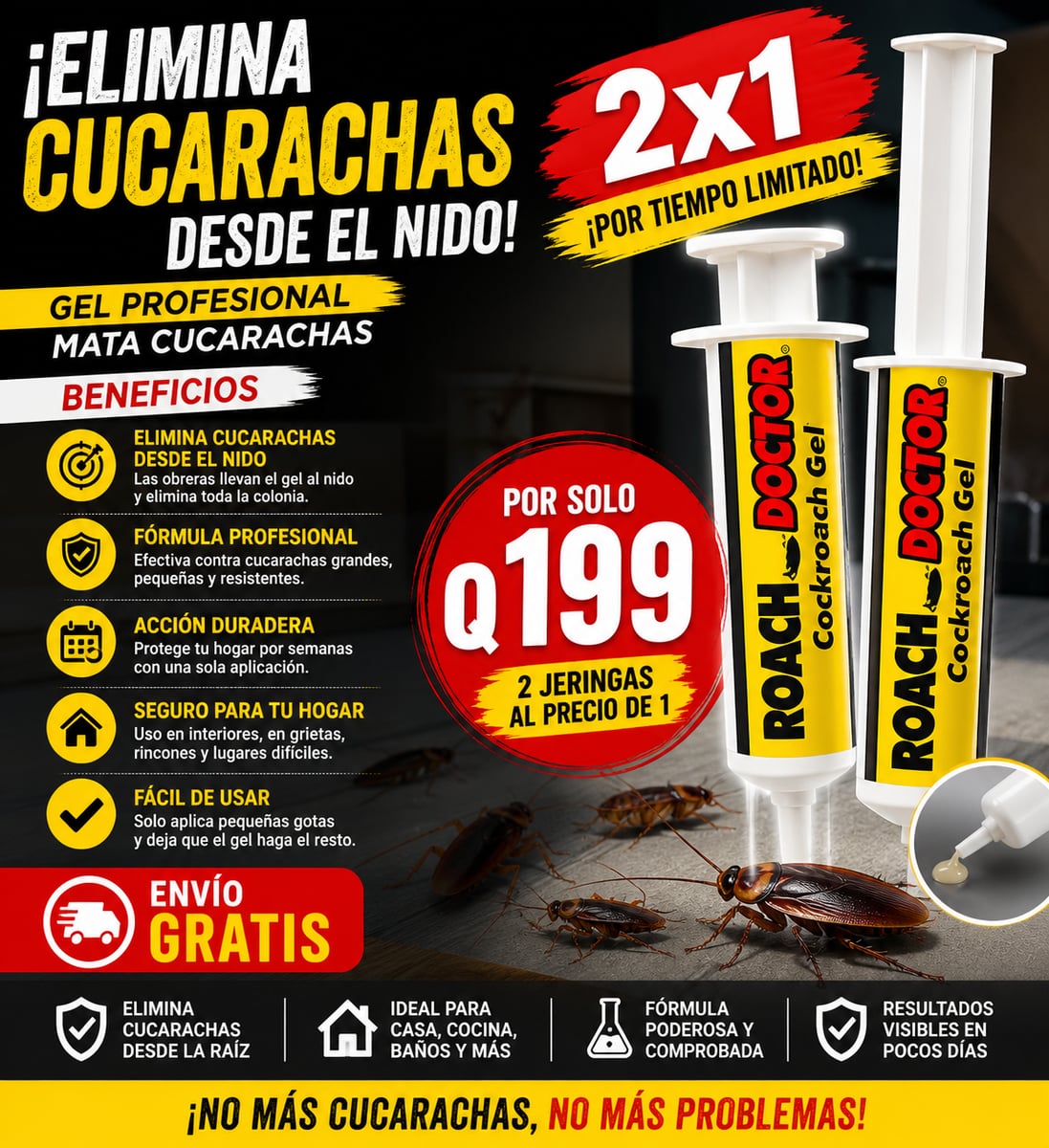 Roach Doctor Cebo Para Eliminar Cucarachas Desde La ¨Raíz¨+Mas Envio Gratis