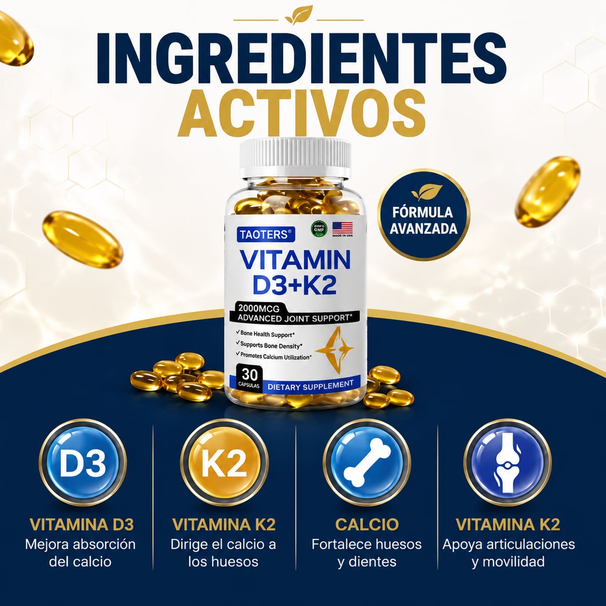 VIT D3+K2 - MÁS MOVILIDAD Y SOPORTE PARA TUS HUESOS+ Envio Gratis