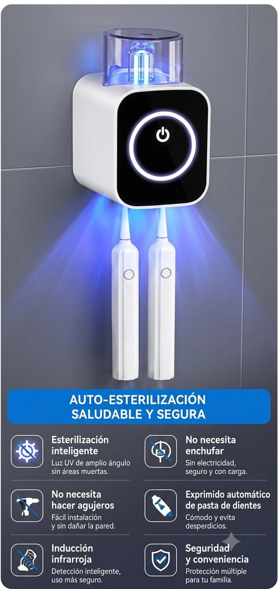 DentSafe UV™ – Esterilizador Inteligente para Cepillos de Dientes-Elimina hasta el 99.9% de las bacterias