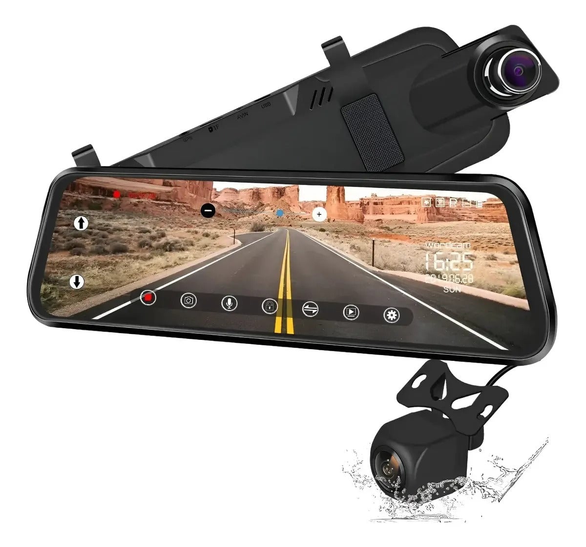 RETROVISOR DIGITAEL 2 EN 1 CON CÁMARA FRONTAL + TRASERA 🚘